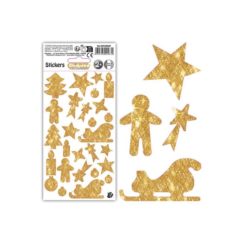 3134725024632-Cléopâtre - Jeu d'adhésifs de décoration - 27 pièces - noël - 10 - 40 mm - or - non -P_405230461_3-0