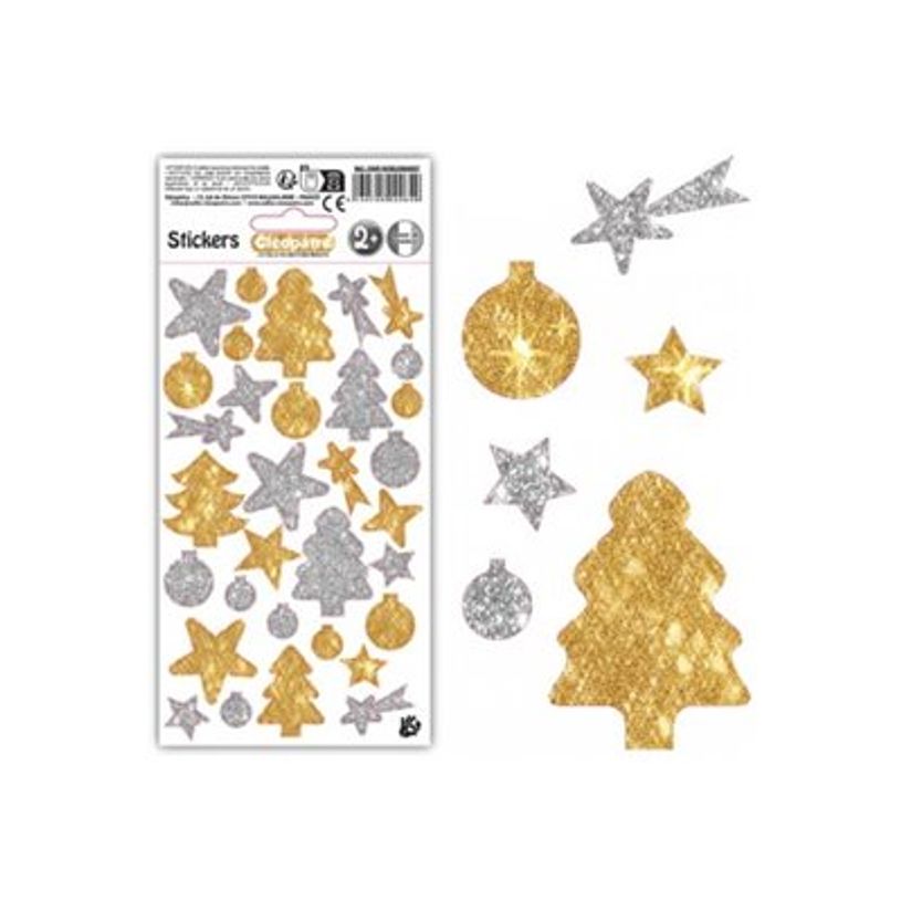 3134725024649-Cléopâtre - Jeu d'adhésifs de décoration - 32 pièces - noël - argent, or - non perma-P_405230462_3-0