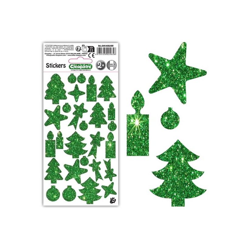 3134725024656-Cléopâtre - Jeu d'adhésifs de décoration - 27 pièces - noël - 10 - 40 mm - vert - no-P_405230463_3-0