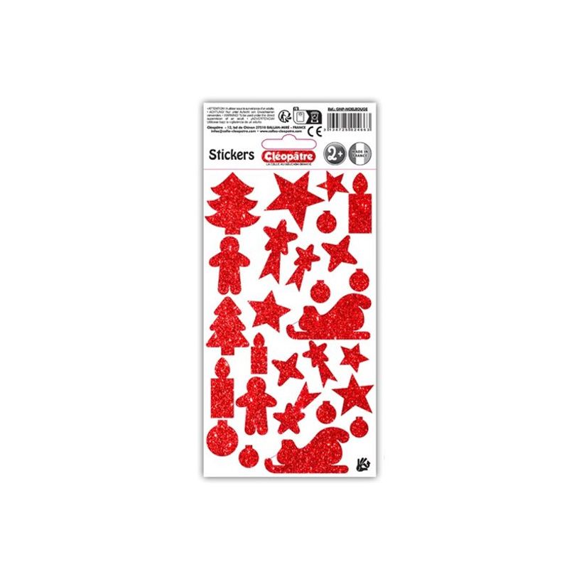 3134725024663-Cléopâtre - Jeu d'adhésifs de décoration - 27 pièces - noël - 10 - 40 mm - rouge - n-P_405230464_2-1