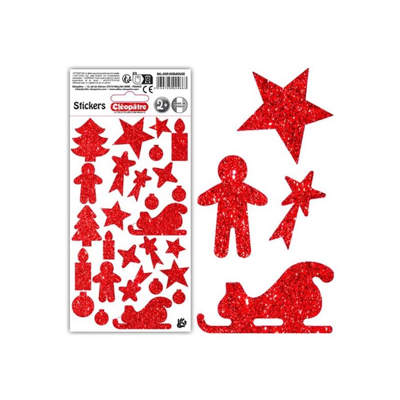 3134725024663-Cléopâtre - Jeu d'adhésifs de décoration - 27 pièces - noël - 10 - 40 mm - rouge - n-P_405230464_3-0