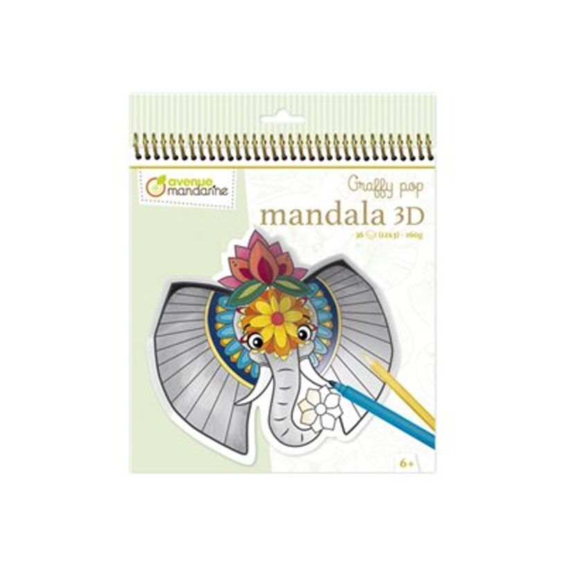 3609510521066-Graffy Pop Mandala 3D, Animals of the savannah - livre à colorier (relié par spirale)-P_405230582_4-0