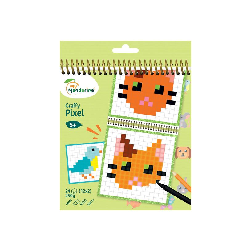 3609510521318-Graffy Pixel, Domestic Animal - livre à colorier (relié par spirale)-P_405230587_1-3