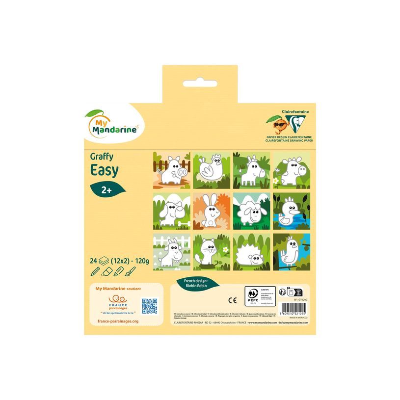 3609510521295-Avenue Mandarine GRaffy Easy - Feuille de coloriage - animaux de la ferme - 120 g/m² - 24 feu-P_405230591_1-3