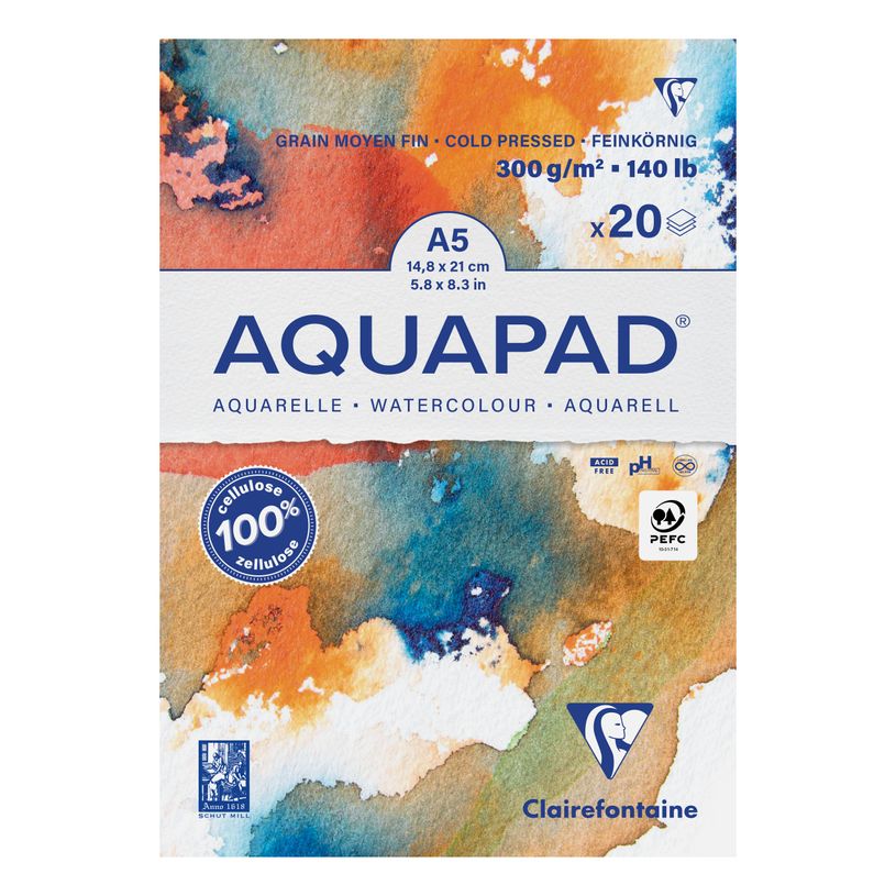 3329689760751-Clairefontaine - Aquapad - bloc encollé - A5 - 20 feuilles - 300g-P_405230682_1-0