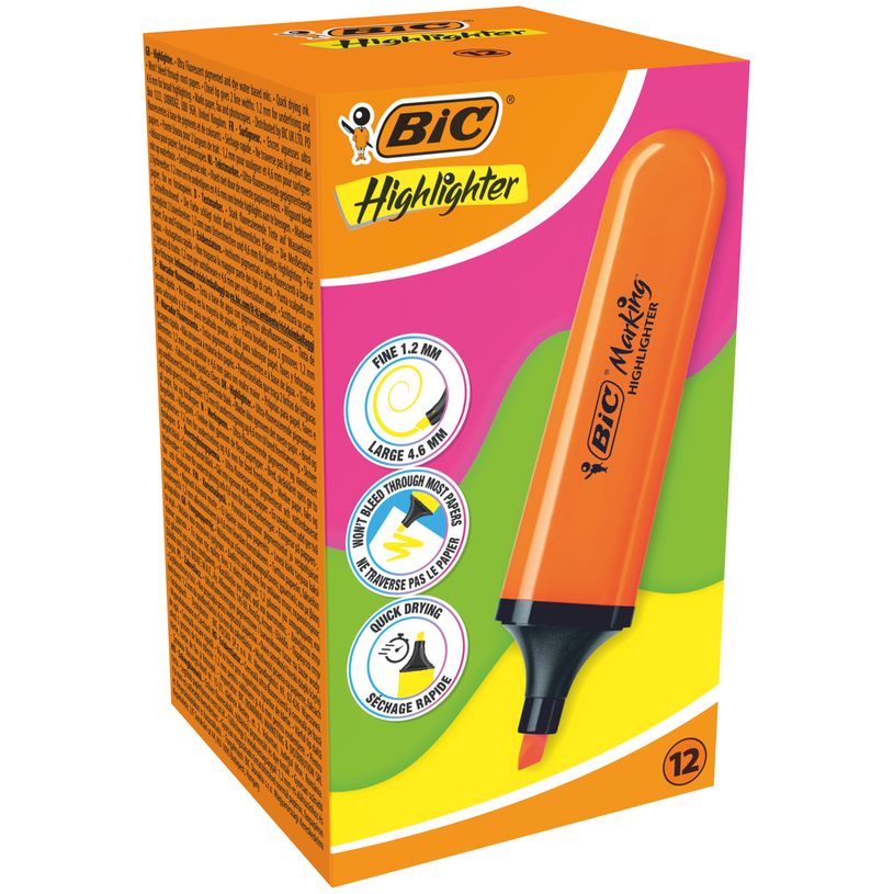 3086123742857-Surligneurs BIC Marking Flat avec Pointe Biseautée Modulable (1,2 mm-4,6 mm) - Orange F-P_405230695_3-2