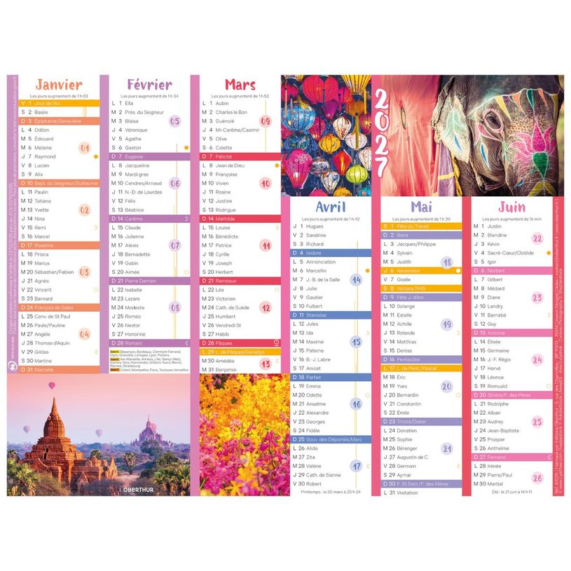 3664447227597-Calendrier Color Story - 6 mois par face - 210 x 265 mm - Oberthur--0