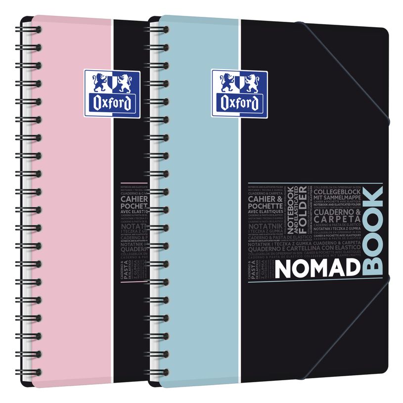 3020120222370-Oxford etudiants - Cahier Nomadbook 195x285 format b5 avec pochettes 3 rabats - 160 pages - Grands carreaux (seyes) - Double spirale - Disponible dans différente--0