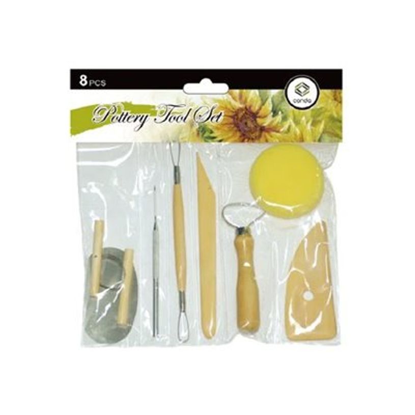8717022012141-Conda - Ensemble d'outils de modelage de poterie - 8 pièces - acier, bois dur-P_405231271_1-0
