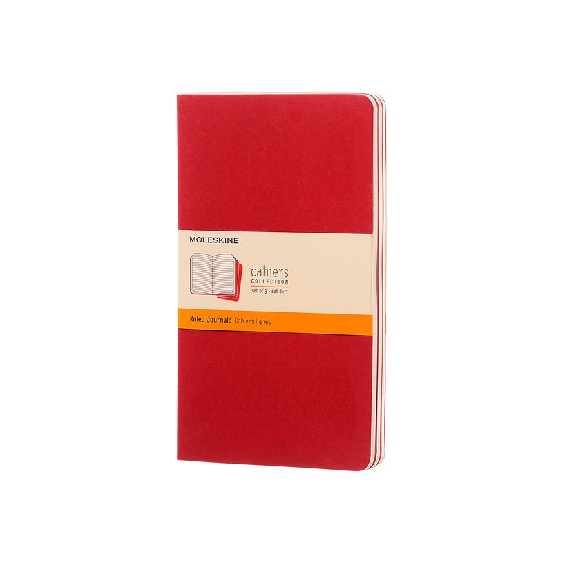 9788862931014-Moleskine Cahier - Journal - reliure cousue - large - 130 x 210 mm - papier ivoire - ligné - couverture rouge c-P_405231356_2-0