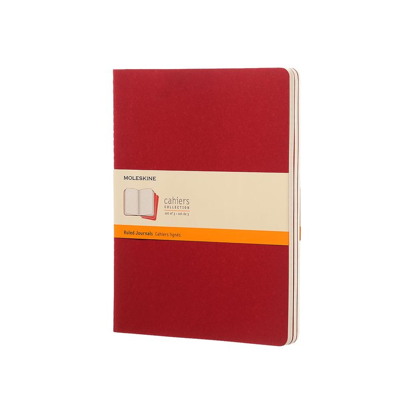 9788862931076-Moleskine Cahier - Journal - reliure cousue - XL - 190 x 250 mm - papier ivoire - ligné - couverture rouge c-P_405231357_2-0
