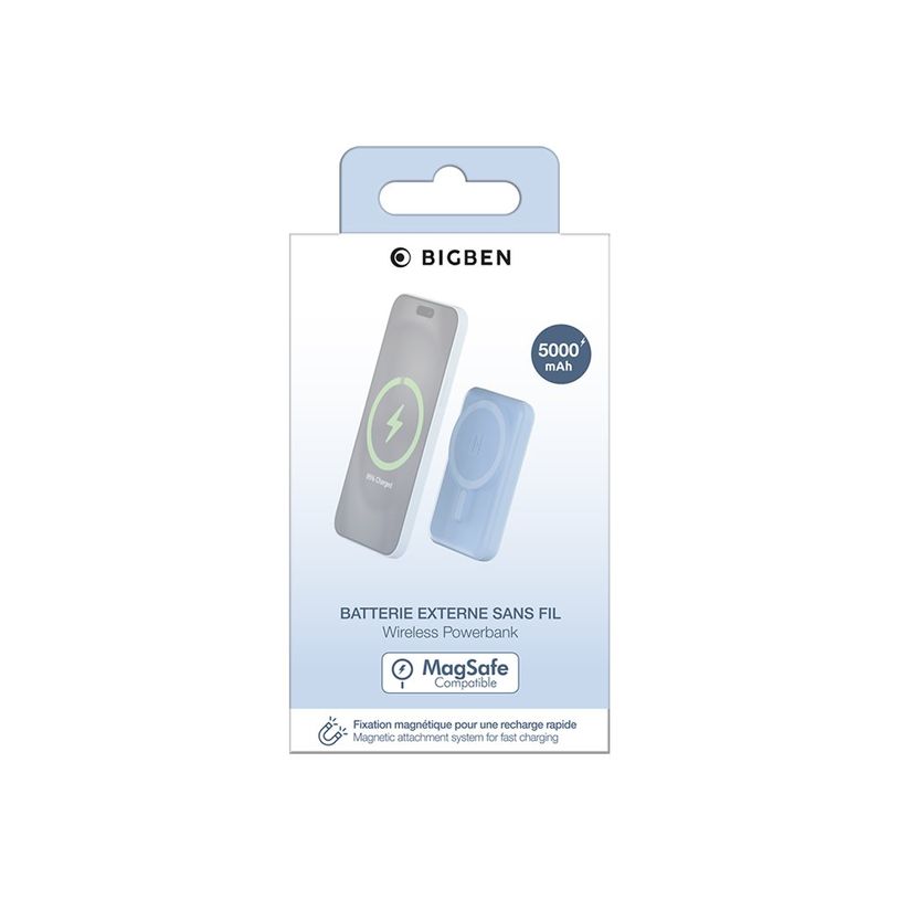 3571211524779-BIGBEN Connected - Banque d'alimentation - magnetic MagSafe wireless, Qi - 5000 mAh - 10 Watt - 2 connecteurs de sor-P_405231860_1-2