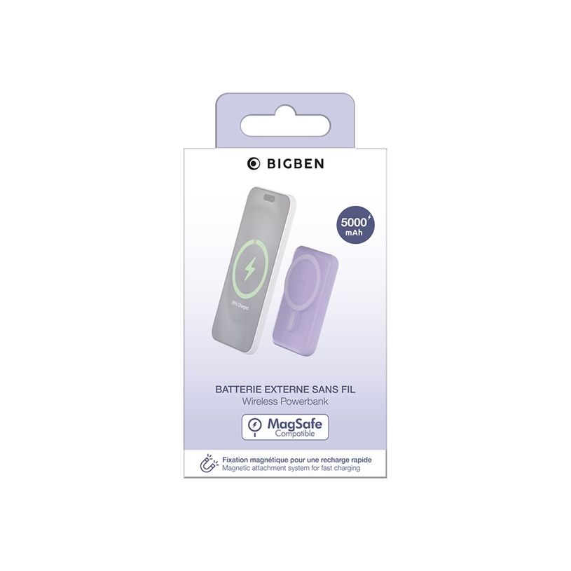 3571211524793-BIGBEN Connected - Banque d'alimentation - magnetic MagSafe wireless, Qi - 5000 mAh - 10 Watt - 2 connecteurs de sorti-P_405231862_1-2