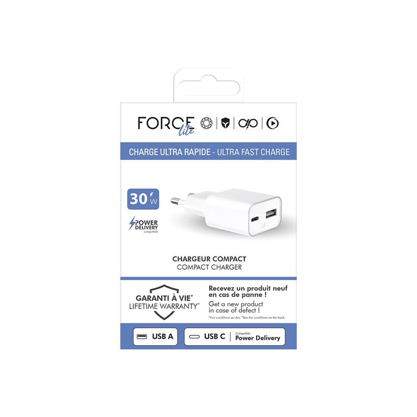 3571211525943-Force Power Lite - Adaptateur secteur - GaN - 30 Wh - PD - 2 connecteurs de sortie (USB, 2-P_405231864_1-2