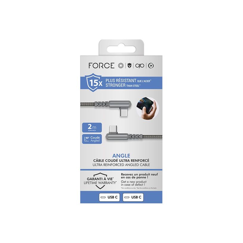 3571211531357-Force Power - Câble USB - 24 pin USB-C (M) incliné pour 24 pin USB-C (M) incliné - 3 A - 2 m - ultra renforcé, U-P_405231875_1-3