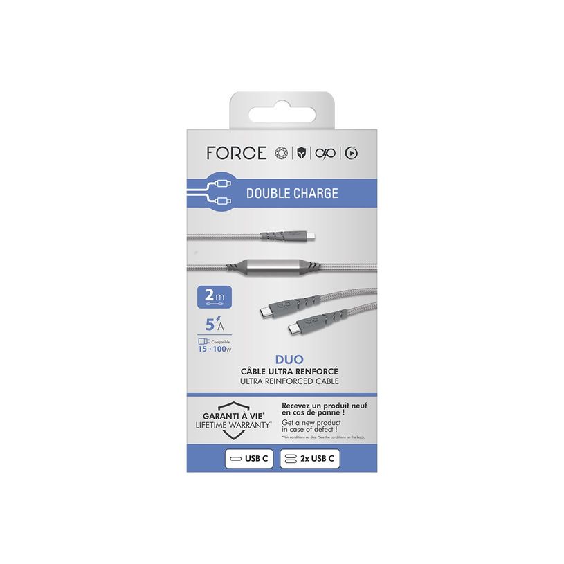 3571211531364-Force Power - Câble USB - 24 pin USB-C (M) pour 24 pin USB-C (M) - 5 A - 2 m - ultra renforcé, U-P_405231877_1-2
