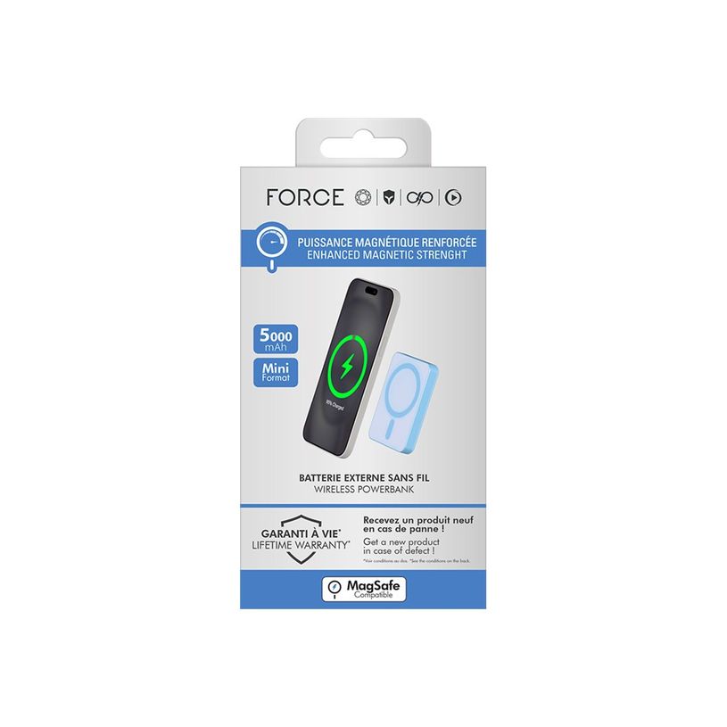 3571211525165-Force Power - Banque d'alimentation sans fil - magnetic, MagSafe, Qi, lifetime warranty - lithium ion / lithium polymère - 5000 mAh - 15 Watt - 3 A (24 pin USB-C) - sur -P_405231880_1-1