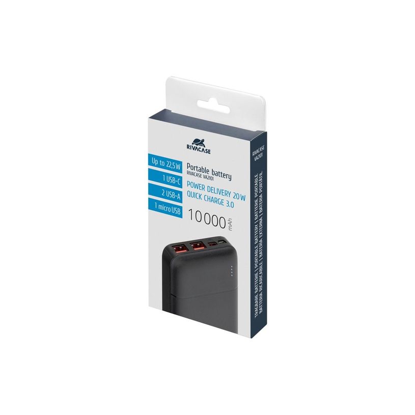 4260709013589-Riva Case Rivapower VA2101 - Banque d'alimentation - 10000 mAh - 37 Wh - 22.5 Watt - 4.5 A - QC 3.0, PD 3.0, SCP - 3 connecteurs de sortie (24 pin USB-C, 2 x USB de type A à 9 broches)-P_405231905_1-11