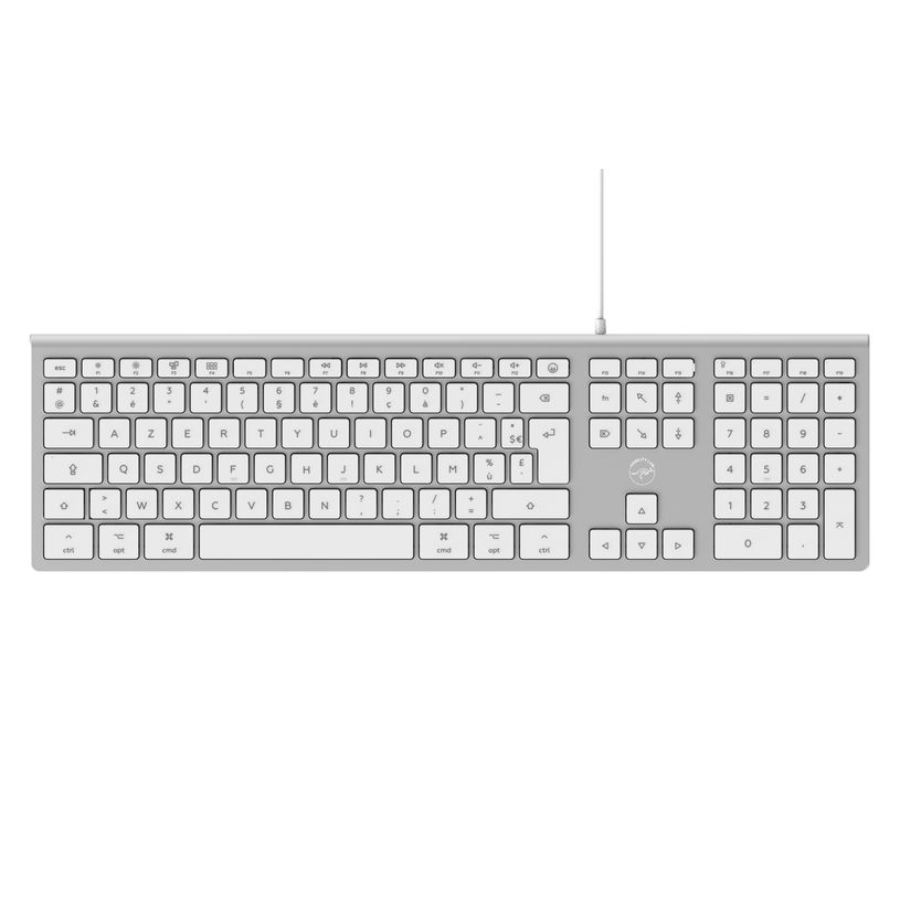 3700527304304-Mobility Lab - Clavier filaire DESIGN pour Mac + 2 HUB USB intégré - Azerty - blanc argenté--2