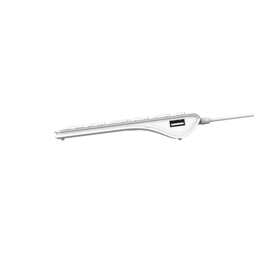 3700527304304-Mobility Lab - Clavier filaire DESIGN pour Mac + 2 HUB USB intégré - Azerty - blanc argenté--3