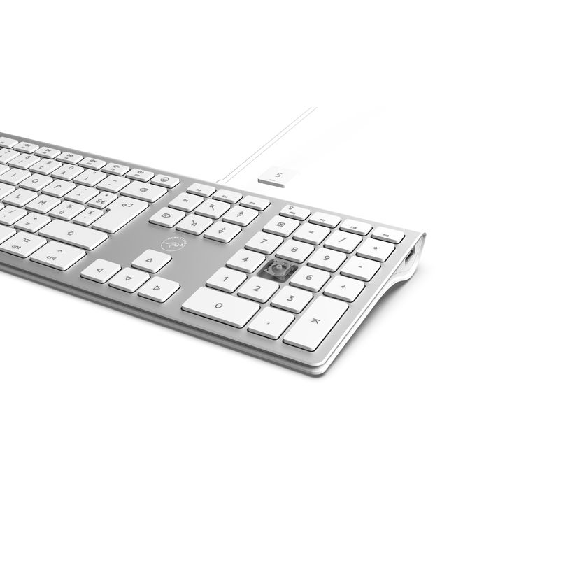 3700527304304-Mobility Lab - Clavier filaire DESIGN pour Mac + 2 HUB USB intégré - Azerty - blanc argenté--5