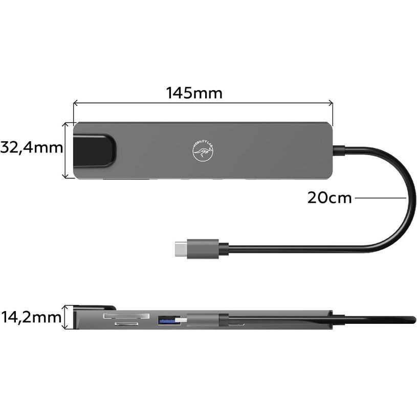 3700527313023-Mobility Lab - Hub Adaptateur USB-C 8-en 1 -  100W - gris sideral--4