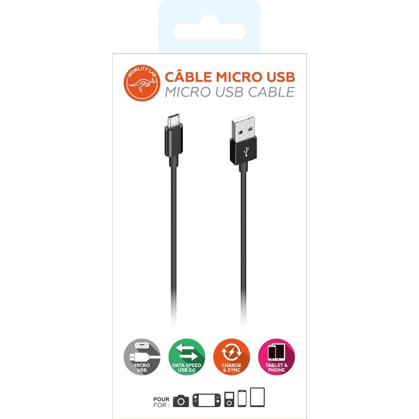 3700527311760-Mobility Lab - Câble micro-USB vers USB-A - 1m - noir--3