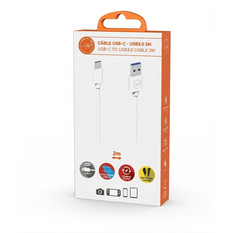 3700527312477-Mobility Lab - Câble USB-C vers USB 3.0 - 2M - blanc--4