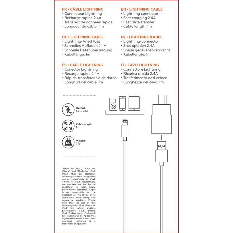 3700527308951-Mobility Lab - Câble USB-A vers lightning - 1m - blanc--5