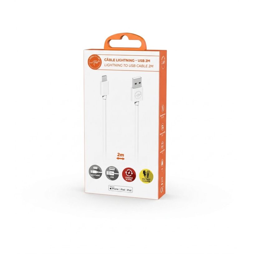 3700527312507-Mobility Lab - Câble USB-A vers lightning - 2m - blanc--4
