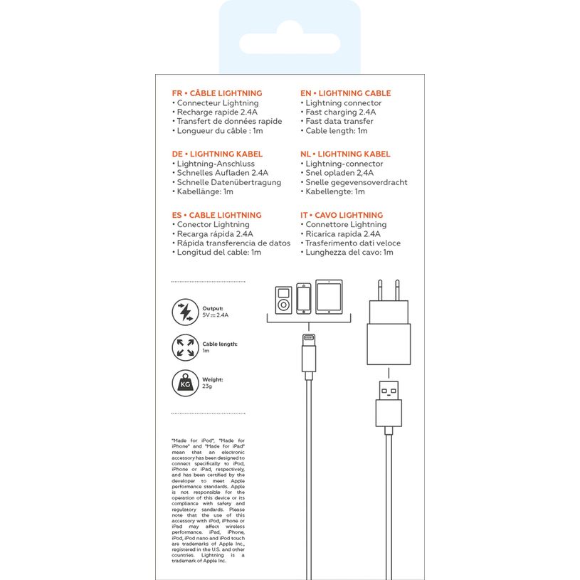 3700527312224-Mobility Lab - Câble de charge et synchronisation USB-A vers lightning - 1m - blanc--5