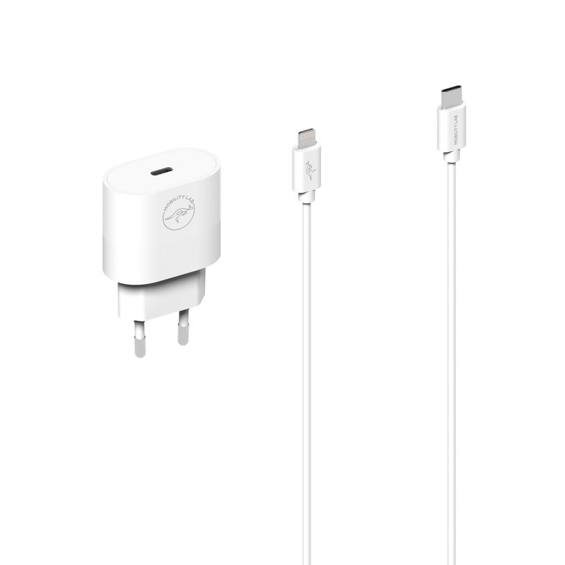 3700527312545-Mobility Lab - Chargeur + câble USB-C vers lightning - 2m - blanc--1
