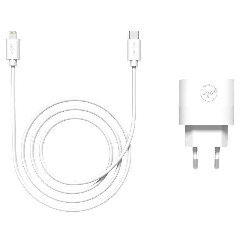 3700527312545-Mobility Lab - Chargeur + câble USB-C vers lightning - 2m - blanc--2