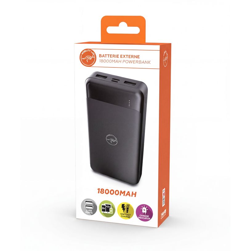 3700527313115-Mobility Lab - Batterie externe - 18000 mAh - 2 ports USB - noir--6