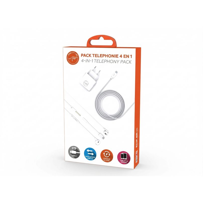 3700527307374-Mobility Lab - Pack téléphonie - chargeur + câble USB-C + écouteur + adaptaeur USB-C/jack--9