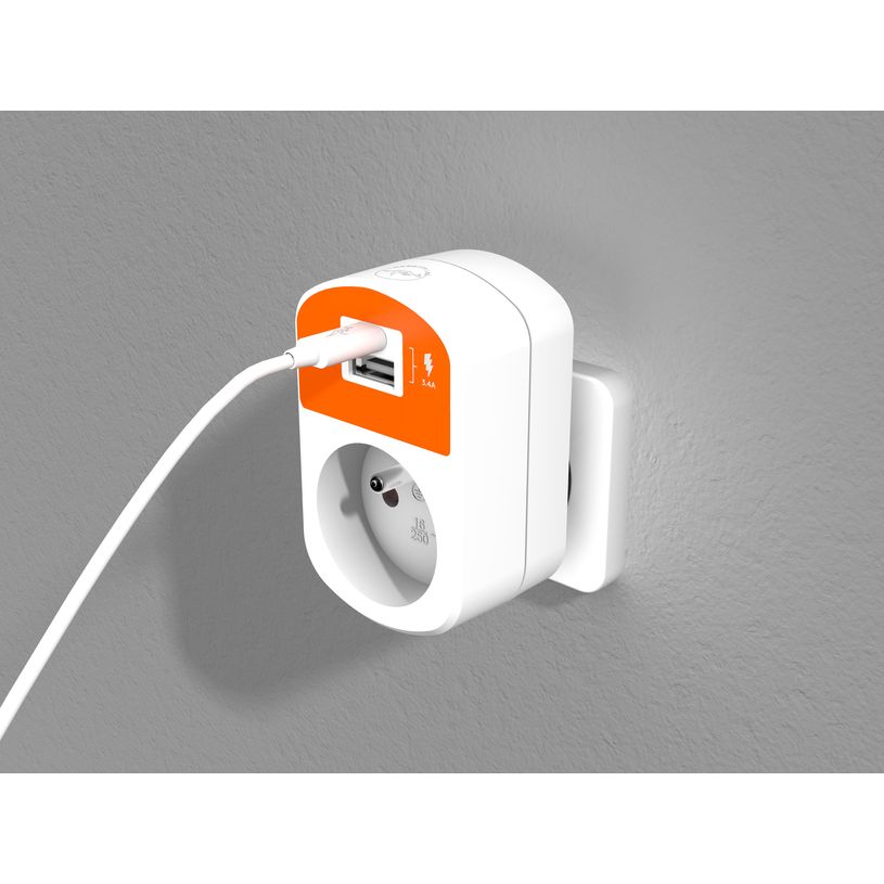 3700527307947-Mobility Lab - Prise murale + Chargeur Rapide USB-A & USB-C - blanc--4