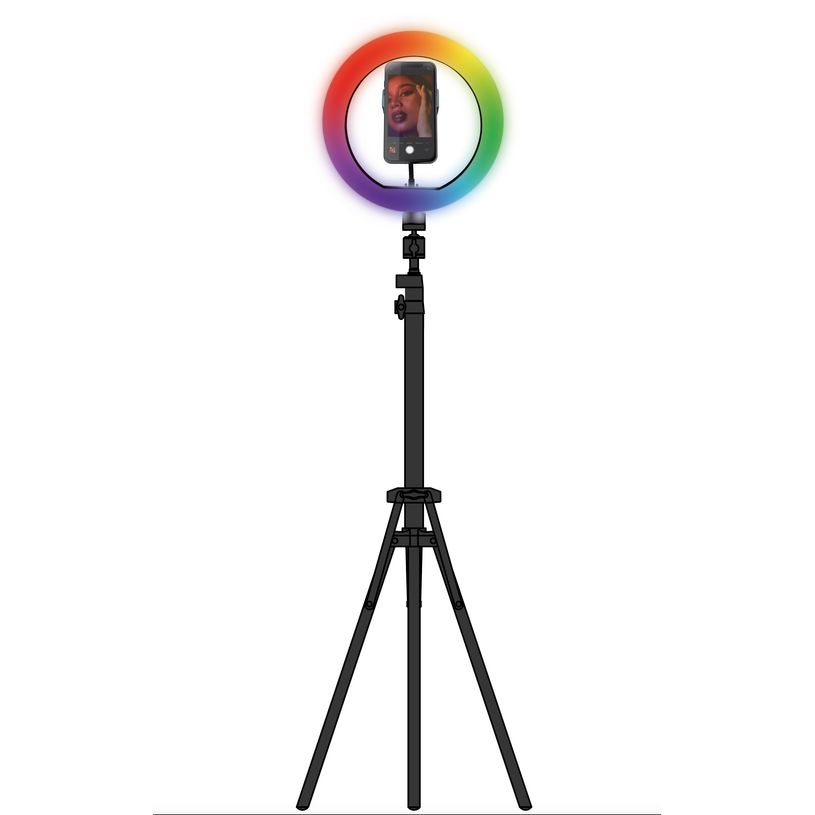 3700527305738-Mobility Lab - Anneau lumineux RGB selfie avec trepied - 10" - noir--0