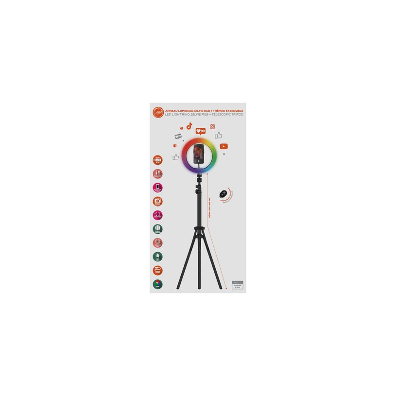3700527305738-Mobility Lab - Anneau lumineux RGB selfie avec trepied - 10" - noir--3