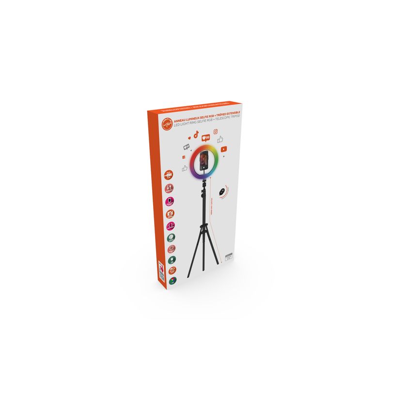 3700527305738-Mobility Lab - Anneau lumineux RGB selfie avec trepied - 10" - noir--4