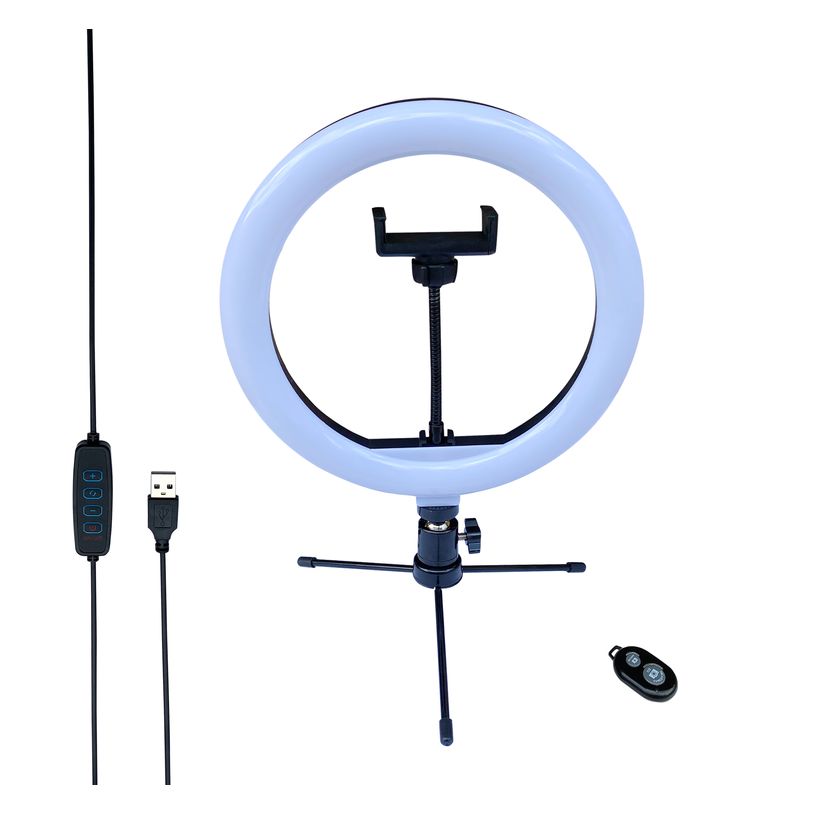 3700527304458-Mobility Lab - Anneau lumineux selfie avec trepied extensible - noir--0