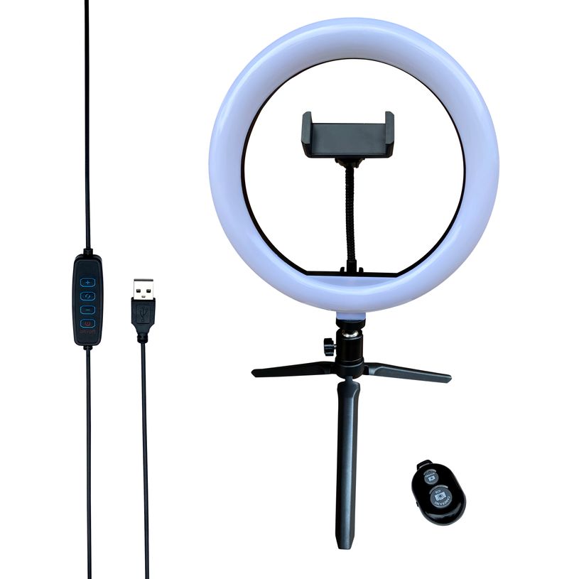 3700527304038-Mobility Lab - Anneau lumineux LED selfie avec trepied - noir--0