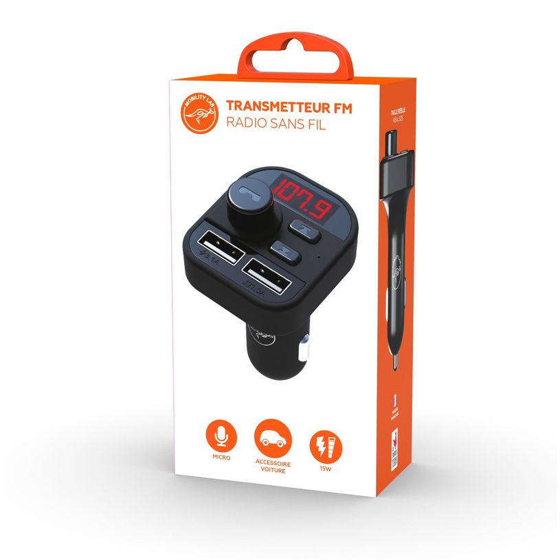 3700527312613-Mobility Lab - Transmetteur FM pour voiture - USB-C et USB - 20W - noir--4
