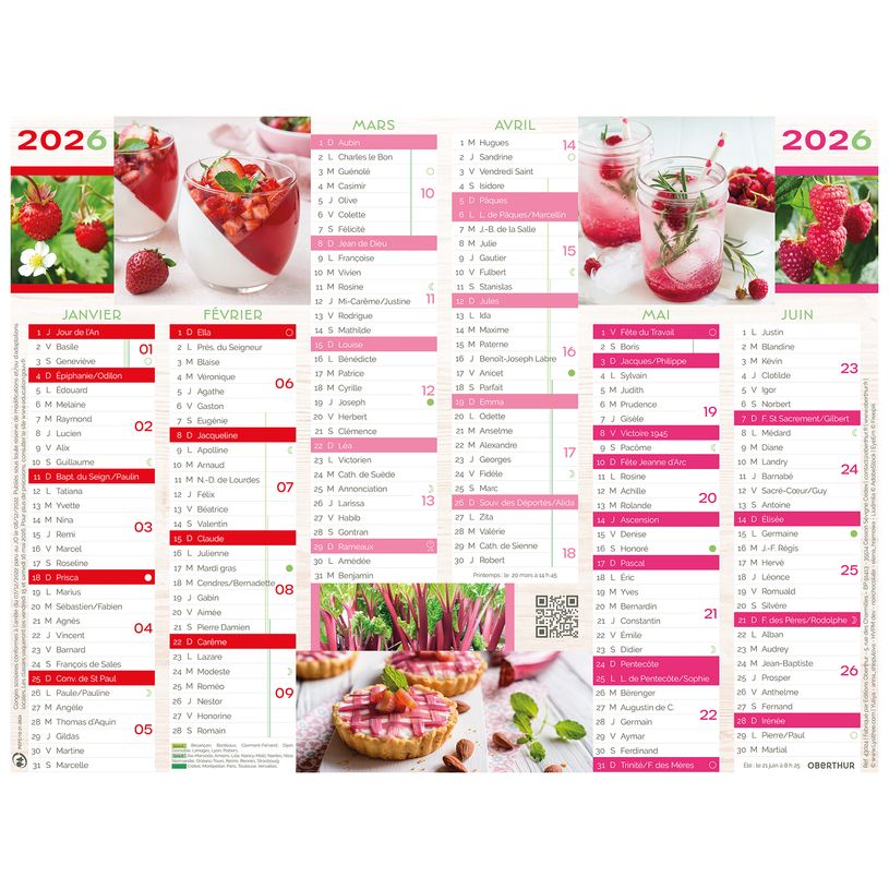 3664447193632-Oberthur - Calendrier cuisine - 6 mois par page - 430 x 335 mm - daté--0