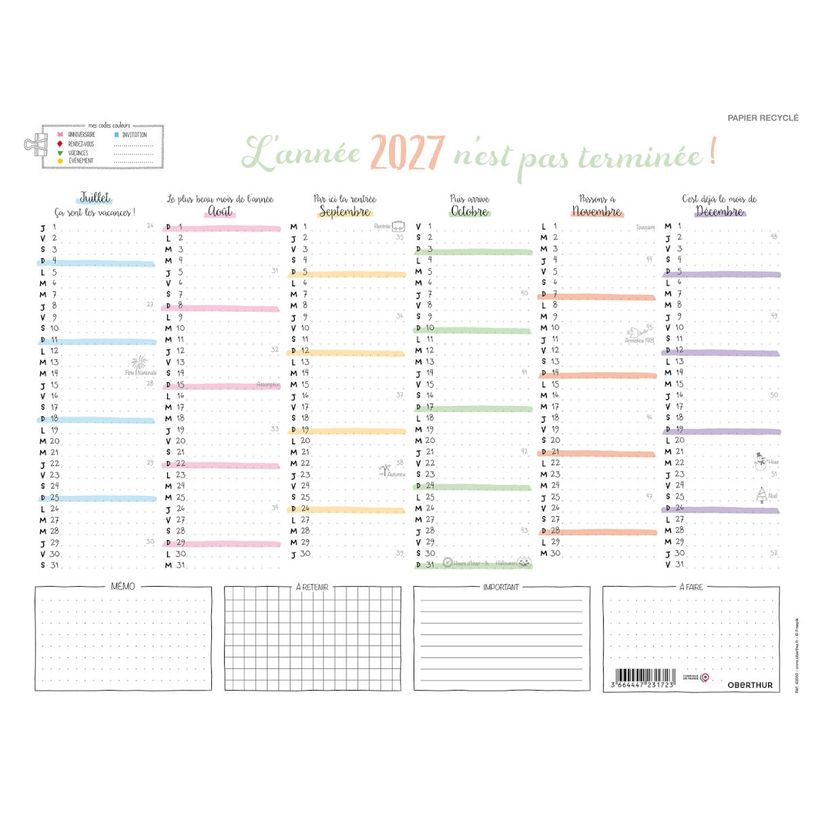 3664447231716-Oberthur - Calendrier bullet- 7 mois par face - 265 x 210 mm - daté--1