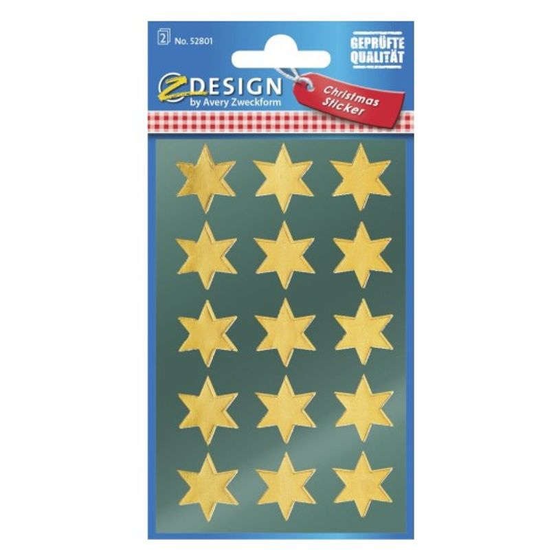 4004182528013-Avery - 30 stickers en sachet - 160x83x1 - étoiles dorées à 6 branches-P_405232055_1-0