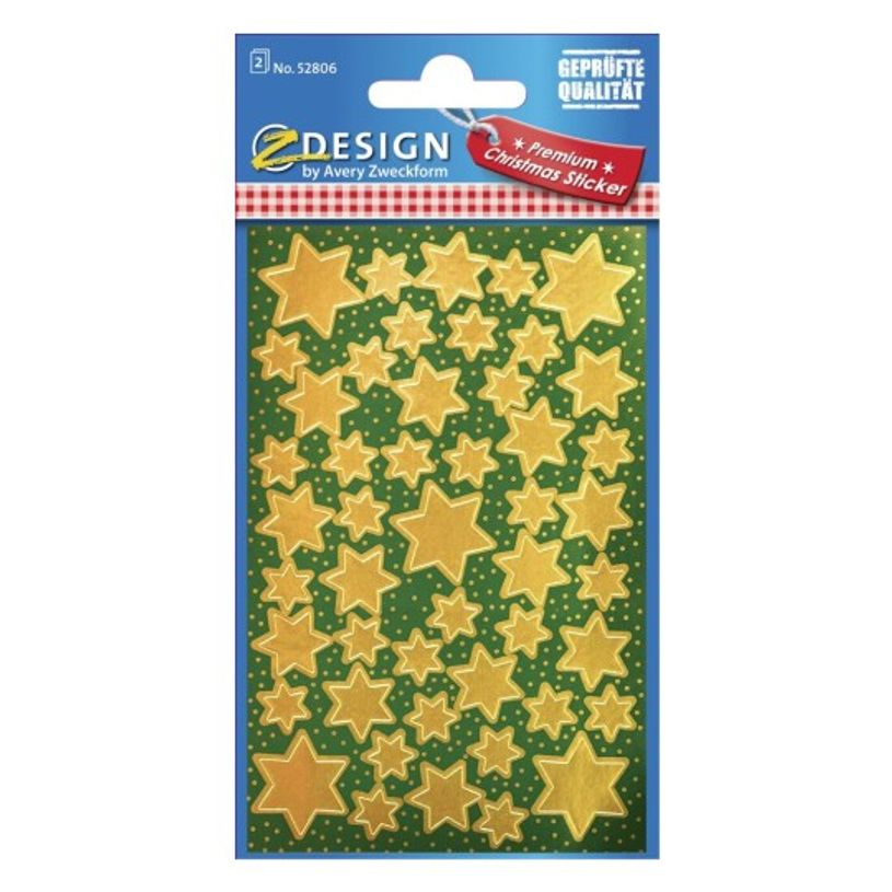 4004182528068-Avery Zweckform Z-Design Christmas - Adhésif décoratif - étoiles de Noël - 76 x 120 mm - 2 fe-P_405232057_1-0