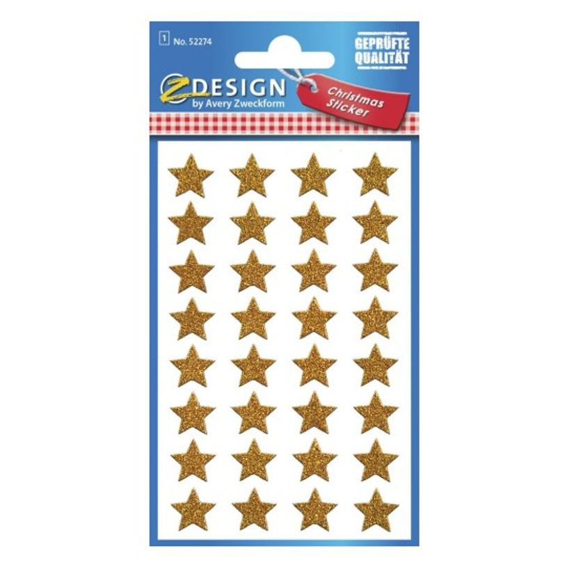 4004182522745-Avery - 32 stickers en sachet - 160x83x1 -  étoiles dorées à paillettes-P_405232064_1-0