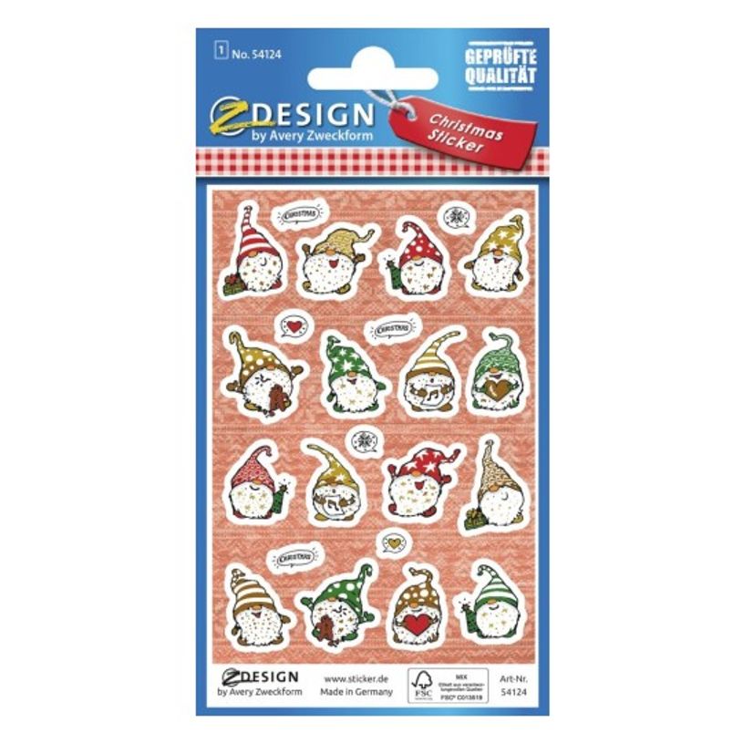 4004182541241-Avery - 23 stickers en sachet - 160x83x1 -  lutins de noël-P_405232076_3-0