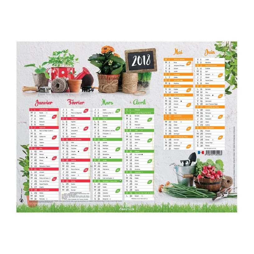 3664447168180-Oberthur - Calendrier jardin - 6 mois par page - 270 x 210 mm - daté-P_405232735_1-0