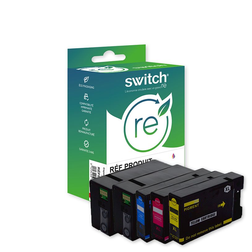 3701645515825-Cartouche remanufacturée Canon 2500XL - Pack de 4 - Noir, Cyan, Magenta, Jaune - Switch-P_405232757_1-0